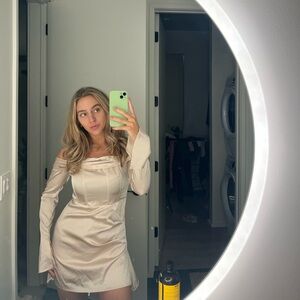Princess Polly Cream Off-Shoulder Dress
